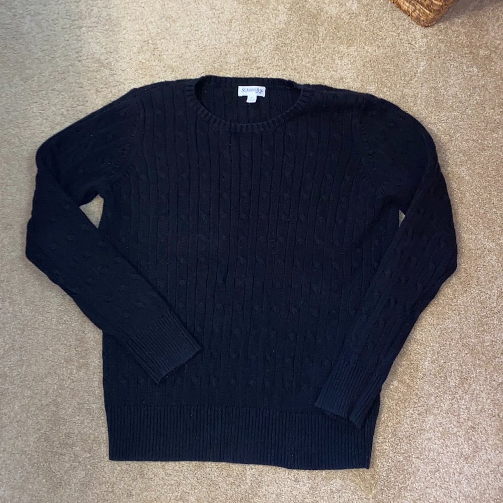 Black Long Sleeve Cable Knit Sweater